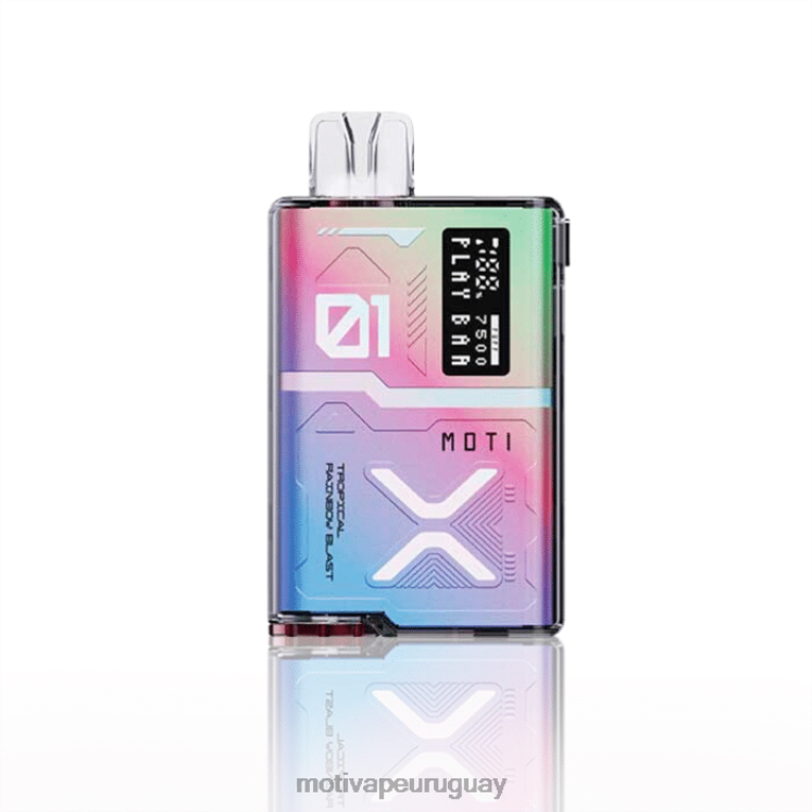 MOTI Play Bar 7500 vaporizadores desechables (5%, 7500 inhalaciones) Moti vape desechable Uruguay - V60LL54 explosión del arco iris tropical
